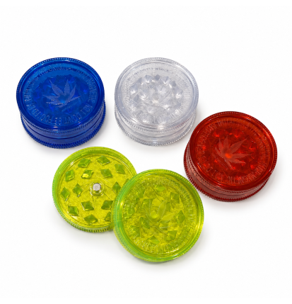Petit Grinder Acrylique Feuille de Cannabis Bleu