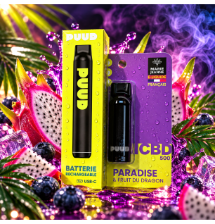 Kit PUUD CBD Paradise 5 % rechargeable Fraise & Fruit du Dragon – Marie Jeanne