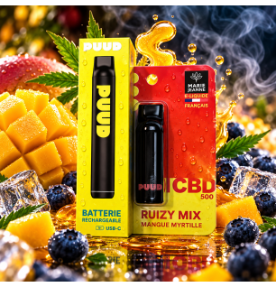 Kit PUUD CBD Fruizy Mix 5 % rechargeable Mangue Myrtille – Marie Jeanne