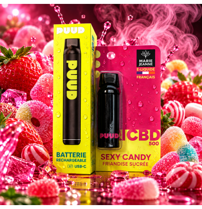 Kit PUUD CBD Sexy Candy 5 % rechargeable – Saveur Bonbon – Marie Jeanne
