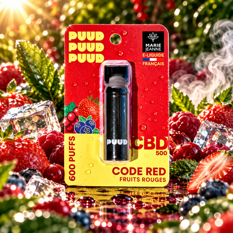 Pod CBD PUUD Code Red 2 ml 5 % Fruits Rouges – Marie Jeanne