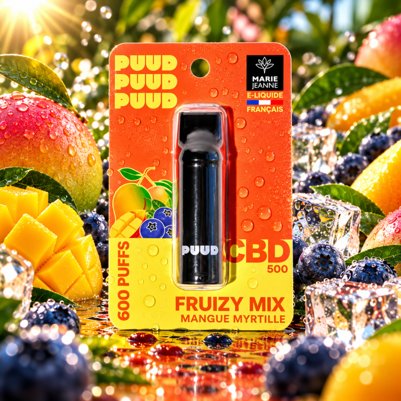 Pod CBD PUUD Fruizy Mix 2 ml 5 % Mangue Myrtille – Marie Jeanne