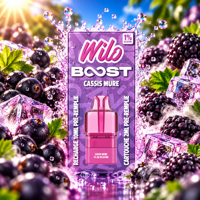 Cartouche Wilo Boost Cassis Mûre 2 + 10 ml – Nicotine 1 % (10 mg/ml)