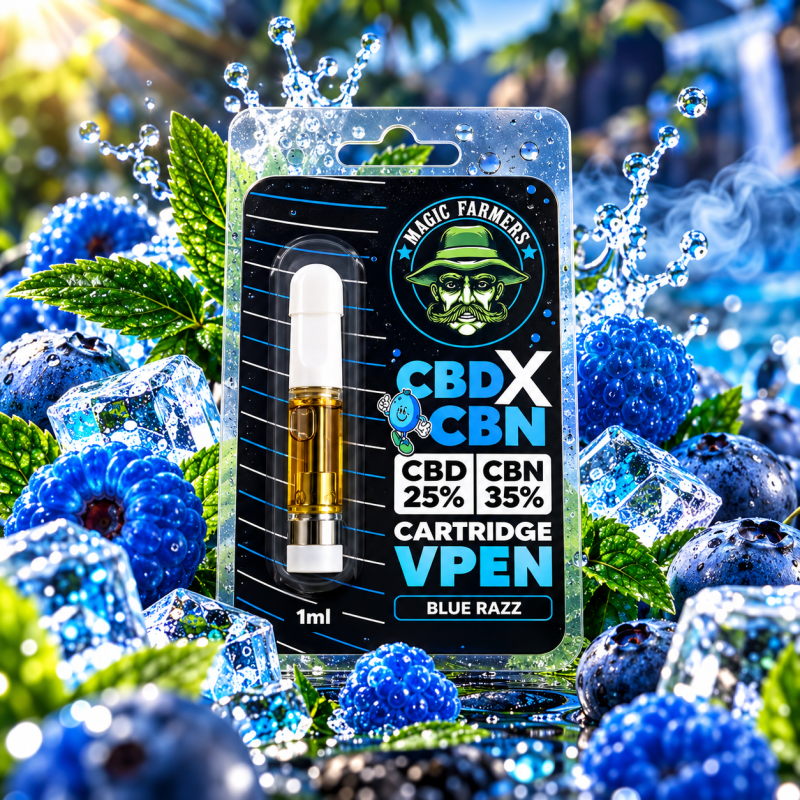 Cartouche Blue Razz CBD 25 % + CBN 35 % 1 ml – Magic Farmers Cartouche Blue Razz CBD 25 % + CBN 35 % 1 ml – Magic Farmers