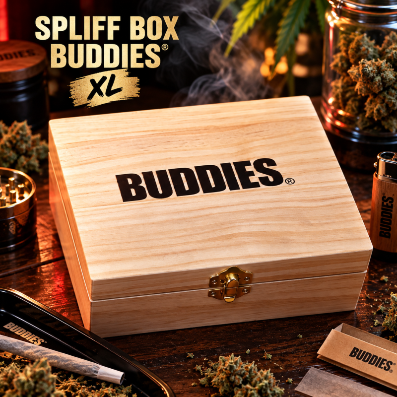 Boîte fumeur en bois Buddies Spliff Box XL – Rangement à compartiments