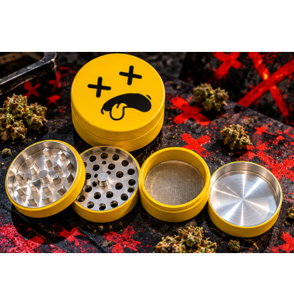 Grinder Smiley en métal 4 parties – Broyeur à herbes avec tamis