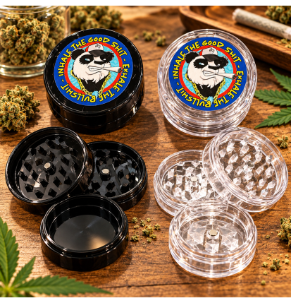Grinder Panda en plastique – Broyeur à herbes noir ou transparent