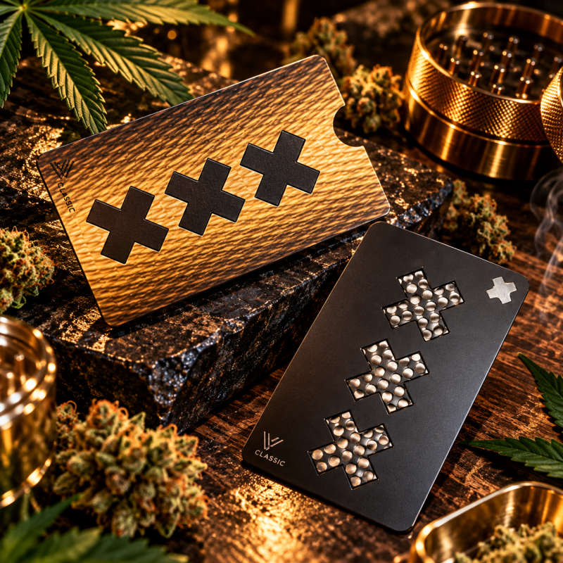 Grinder Carte – Râpe à herbes plate avec étui Grinder Carte – Râpe à herbes plate avec étui