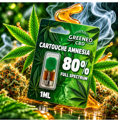 Cartouche Pen Stick CBD Amnesia 80 % Full Spectrum 1 ml – Greeneo