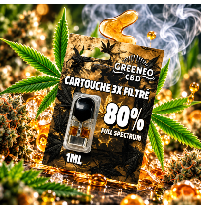 Cartouche Pen Stick CBD 3X Filtré 80 % Full Spectrum 1 ml – Greeneo