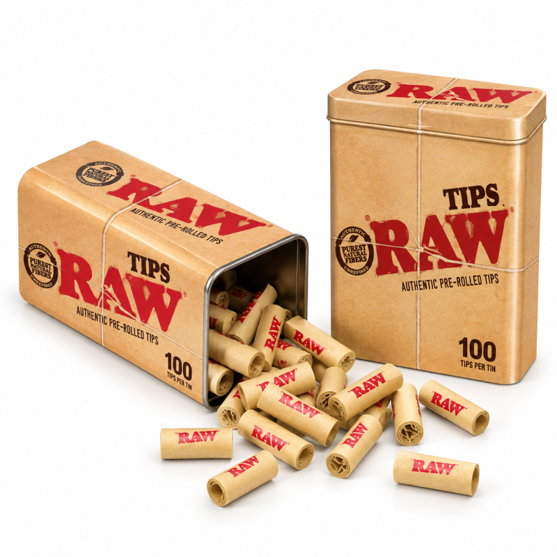 Filtres carton préroulés RAW Tips – Boîte métallique de 100
