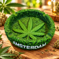 Cendrier rond Amsterdam – Feuilles de cannabis en relief