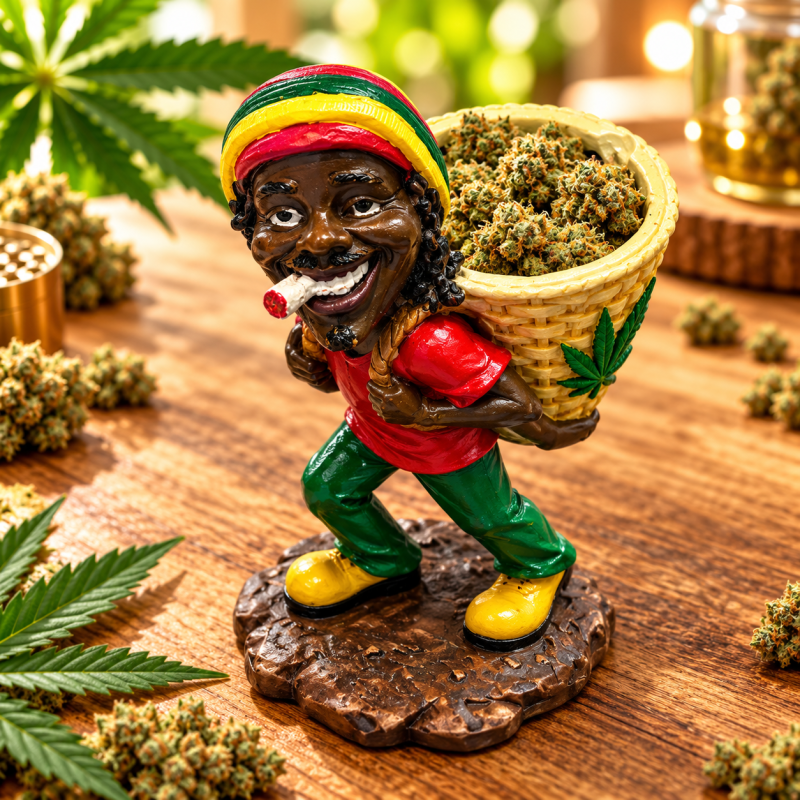 Cendrier Rasta avec panier – Figurine à tête fixe Cendrier Rasta avec panier – Figurine à tête fixe
