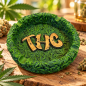 Cendrier rond THC – Feuilles de cannabis en relief