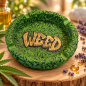 Cendrier rond Weed – Feuilles de cannabis en relief