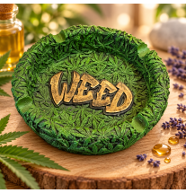 Cendrier rond Weed – Feuilles de cannabis en relief