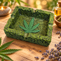 Cendrier carré Cannabis – Feuilles en relief et 4 encoches