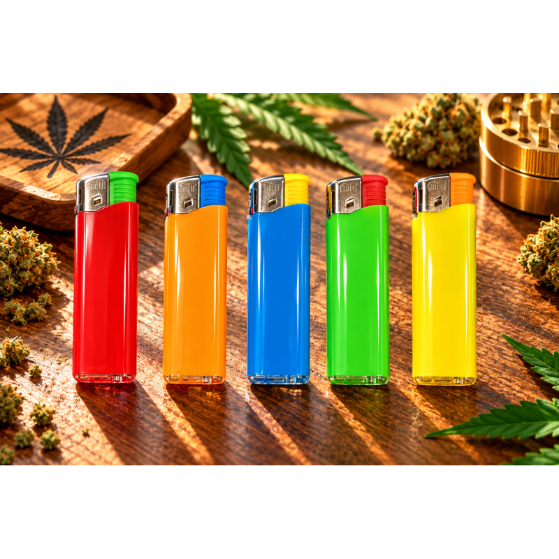 Briquet de poche à bouton – Coloris assortis Briquet de poche à bouton – Coloris assortis