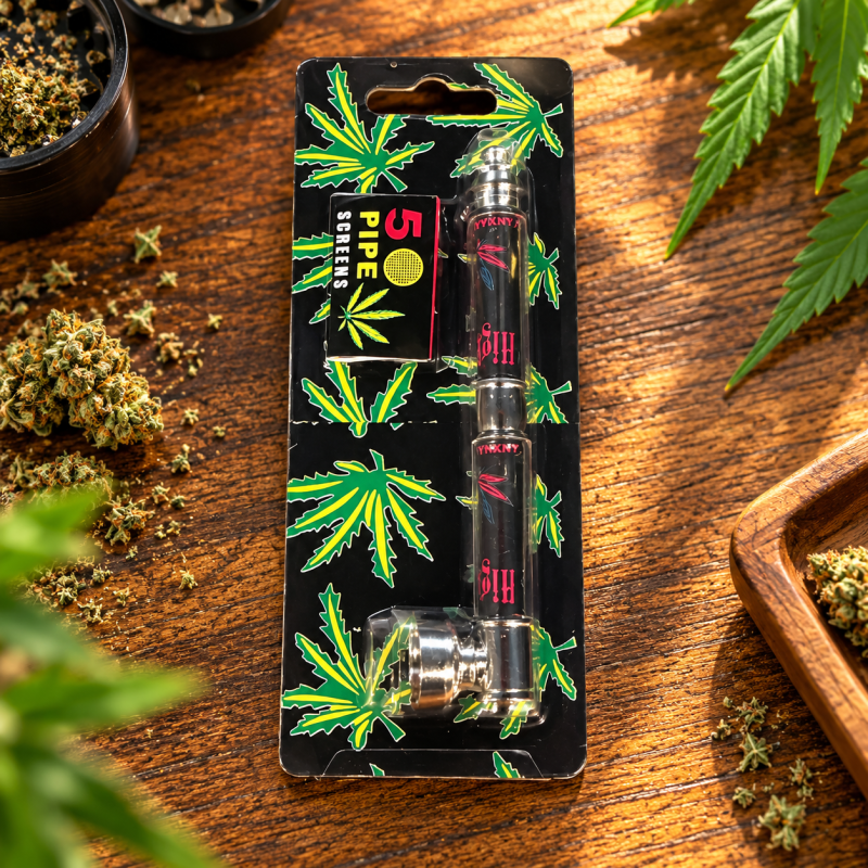Pipe en métal noire et argentée – Avec 5 grilles