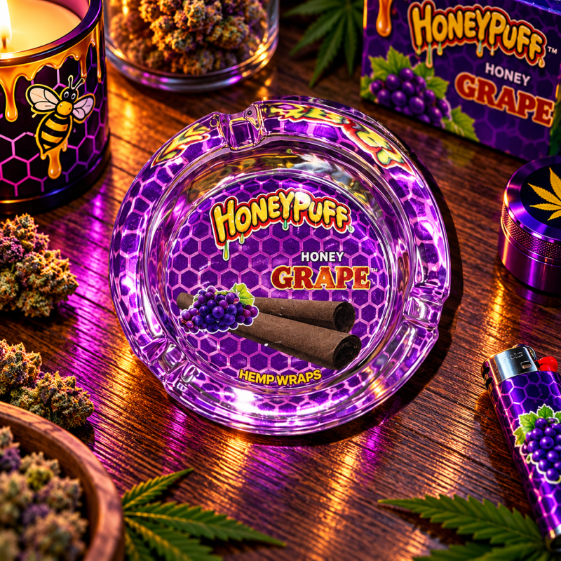 Cendrier rond en verre HoneyPuff – Plusieurs modèles Cendrier rond en verre HoneyPuff – Plusieurs modèles