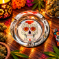 Cendrier rond en verre – Tête de mort Calavera Cendrier rond en verre – Tête de mort Calavera
