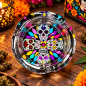 Cendrier rond en verre – Tête de mort Calavera Cendrier rond en verre – Tête de mort Calavera