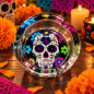 Cendrier rond en verre – Tête de mort Calavera