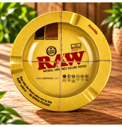 Cendrier rond en métal RAW – Repose-cigarette intégré