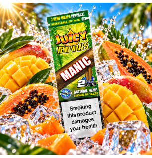 Juicy Hemp Wraps Manic – Saveur mangue papaye – 2 wraps sans tabac