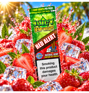 Juicy Hemp Wraps Red Alert – Saveur fraise – 2 wraps sans tabac