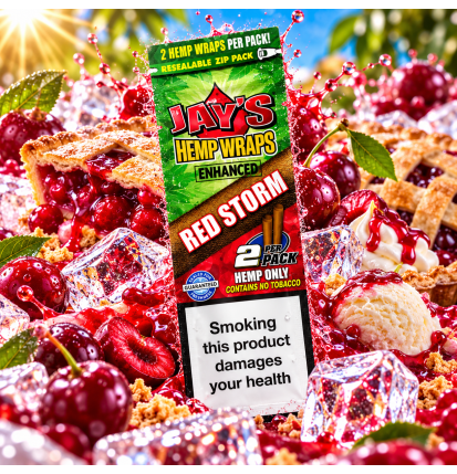 Juicy Hemp Wraps Red Storm – Saveur tarte aux cerises – 2 wraps sans tabac