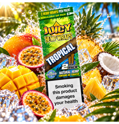 Juicy Hemp Wraps Tropical – Saveur fruits tropicaux – 2 wraps sans tabac