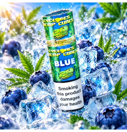 Cyclones Hemp Cones Blue – 2 cônes préroulés au chanvre saveur myrtille