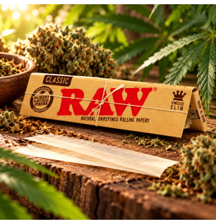 Feuilles à rouler RAW Classic King Size Slim – Papier marron non raffiné