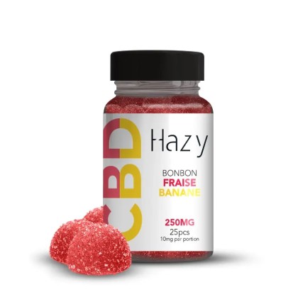 Bonbons au CBD arôme Fraise Banane – 250mg – 25 pièces