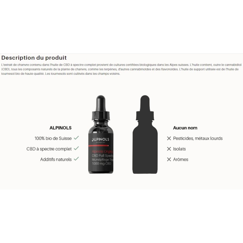 Huile de CBD (à 10%), spectre complet, 10ml
