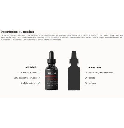 Huile de CBD (à 40%), spectre complet, 10ml