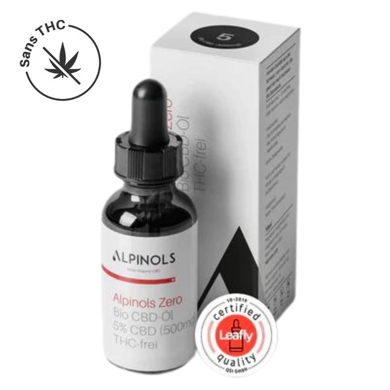 Huile de CBD sans THC (5%), Large Spectre, 10ml